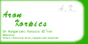 aron korpics business card